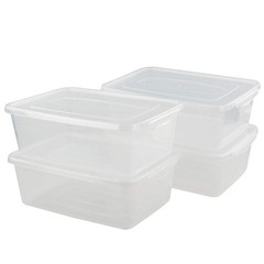 Jekiyo Clear Plastic Storage Bin, 14 Quart Latching Box Container with Lid, 4 Pa