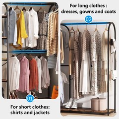 Tribesigns L Shape Corner Clothes Garment Rack w/ Storage Shelves & Hanging Rods