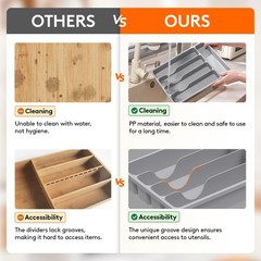 Lifewit Silverware Drawer Organizer Tray, 9.1 x 12.6 inch (5 Slots), Gray