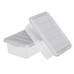 2 PCS 14 Quart Plastic Clear Storage Bin Stackable Latching Box Grey Lid
