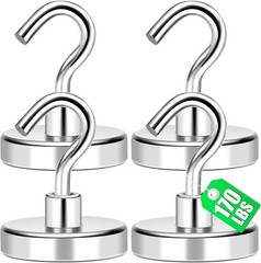 Professional Grade 170Lbs Magnetic Hooks – Rust-Resistant & Heavy Duty, 4 Pack