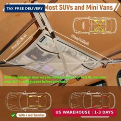 Car Ceiling Cargo Net with 2 Pockets,31.5″x21.6″ Overhead Storage Mesh Organizer
