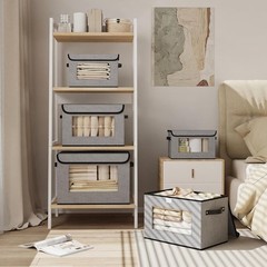 Fabric Storage Bin with Lid, Storage Box with Handles, 13 x 9.1 x7.9 Inch Closet
