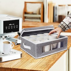homyfort Mug Storage Box, China Containers Organizer Hard Shell Grey