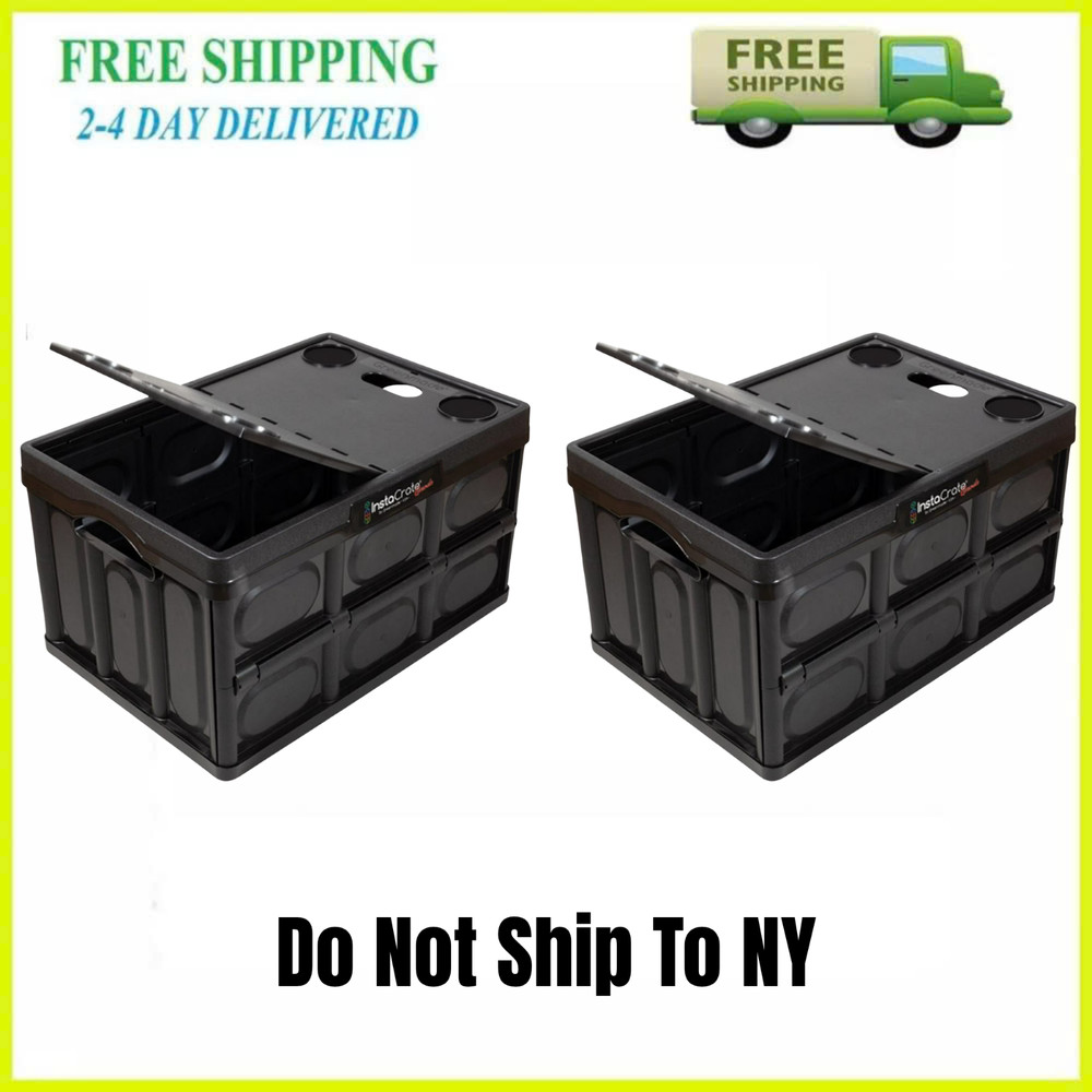 Greenmade Instacrate 16 Gal Collapsible Storage Bin Basket Black 2-Pack Lot New