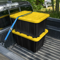 6 Pack Sterilite Large Storage Bin, 27 Gallon Durable Plastic Storage Tote