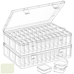 FODIENS Bead Organizer Box, 72 Pcs Mini Clear Bead Storage with Hinged Lid an…