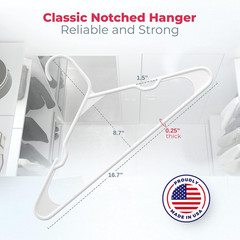 Plastic Hangers 30 Pack – Made in the USA – 6Lb Capacity Standard Clothes Hanger