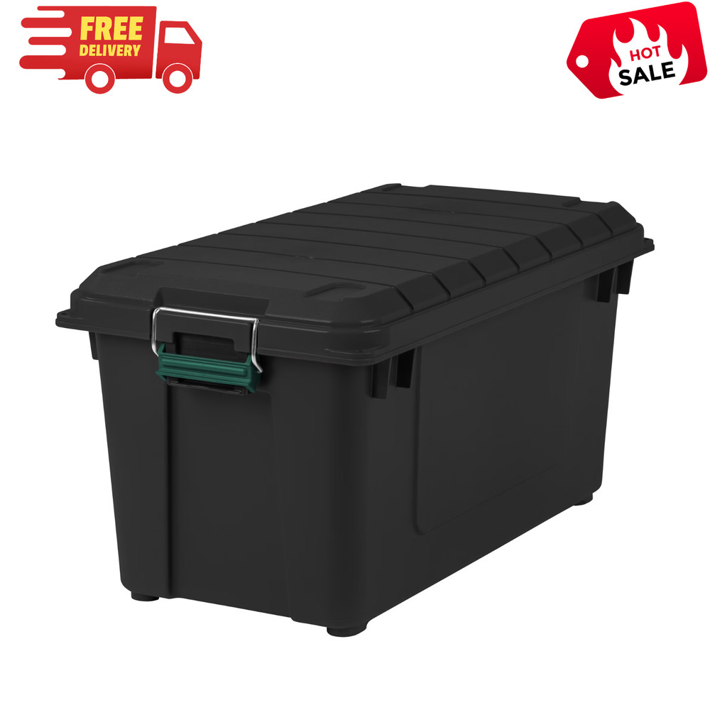Remington 22 Gal Plastic Storage Tote Latching Lid Organizer Heavy Duty Bin