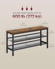 3 Tier Shoe Rack Bench One Piece Shelves Shoe Storage Organizer W/ Raised Edges