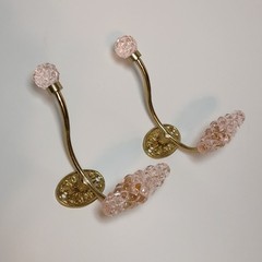 Anthropologie Pink Glass & Gold Etoile Hooks for Hats, Coats & More Set of 2