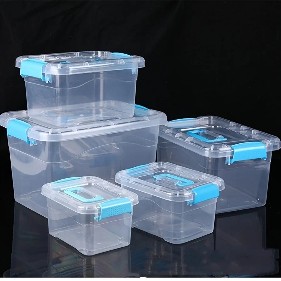 New 2pcs Large Plastic Storage Box Transparent Multifunctional Storage Box