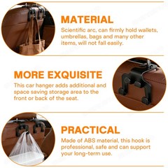 Car Headrest Hanger Hooks No Drilling Universal Fit for SUV Van Truck 2 Pack