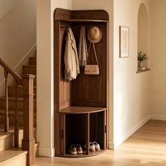 Corner Hall Tree with Storage, Walnut