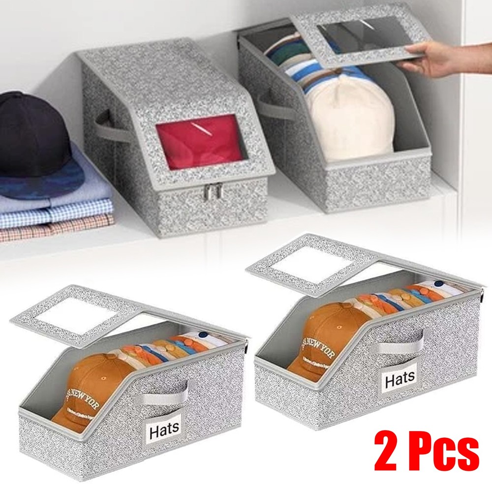 2 PCS Stackable Hat Storage for Baseball Caps, Holds up to 24 Caps Hat Organizer
