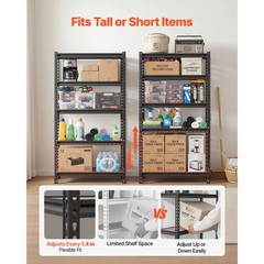 5-Tier 62in Metal Garage Shelving 32x16x62 in, 2000lb For Adjustable