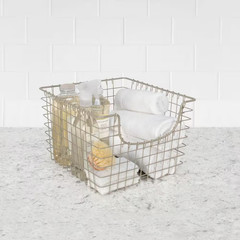 Scoop 13 In. D X 12 In. W X 8 In. H Medium Satin Nickel Steel Wire Storage Bin B
