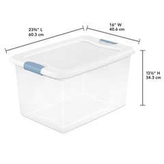 Sterilite 64Qt Latching Box Stackable Storage Container with Lid, White, 12 Pack