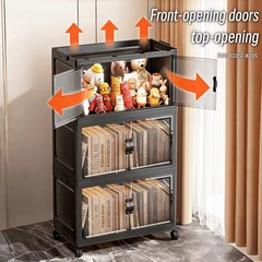 Foldable Storage Cabinet With Wheels Black NEW