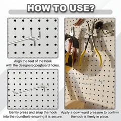 12 Pcs Pegboard Hooks, 5.9″ Peg Board Hooks Kit, Silver Tone (1.2mm)