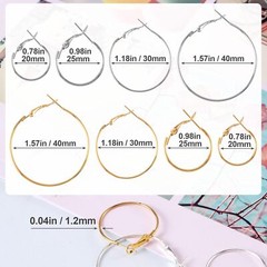 32 Pcs Hoop Earrings Finding, Hypoallergenic Alloy Round Earring Hoops Silver