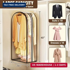 Garment Bags for Hanging Clothes 40″ Long,Ultra Clear Suit Bags for Closet Stora