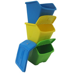 (3-Set) 30 Gallon Stackable Home Recycle Storage Bins Tough BPA Free Plastic USA