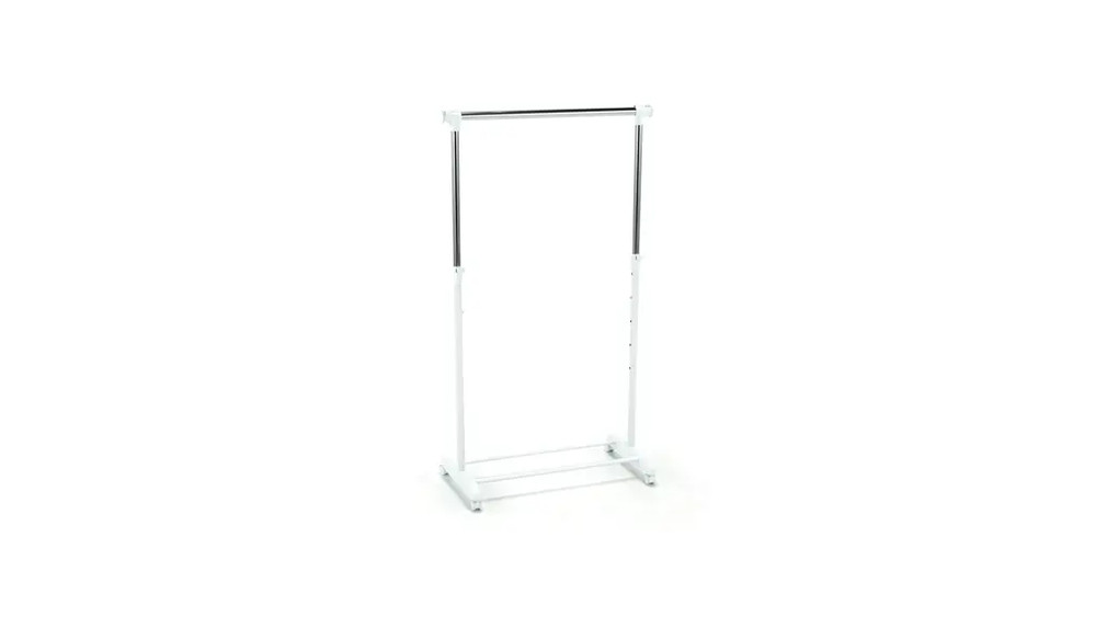 Mainstays Adjustable Metal Rolling Garment Clothes Rack, Chrome & White FREESHIP