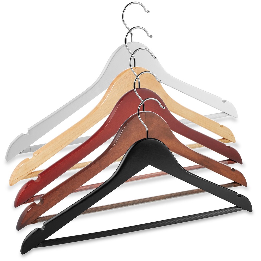 40 Wooden Suit Hangers – Clothes Coats Jackets Dress Pants Shirts Skirts