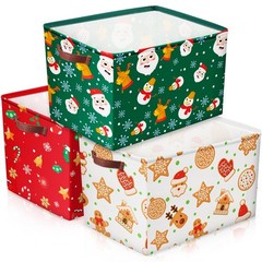 3 Pcs Large Christmas Baskets 15 x 11 x 9.5 Inch Empty Xmas Storage Bin with …