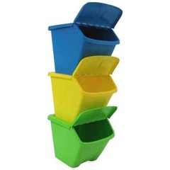 Stackable Recycle Bins Sorting Storage 30 Gallon 3 PC Set Home Kitchen Garbage
