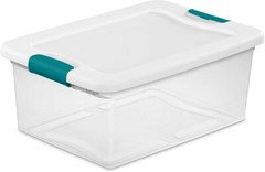 Sterilite 14948012 15 Qt./14 L Latching Box Clears, Quart, White, 12 Piece