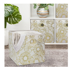 2 Pack Collapsible Fabric Cube Storage Bins – Gold Metallic Organizer