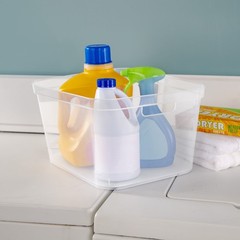 Sterilite Tall Storage Bin Clear Plastic Carry Handles 6 Count