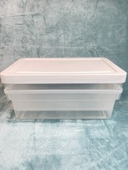 Vintage Rubbermaid 701H Storage Boxes Set 2 White Lids Clear 2218 USA