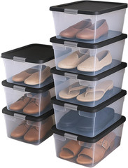 8-Pack Snaplock, Small Clear Plastic Storage Organizer Bins with Lids, 15 Quart,