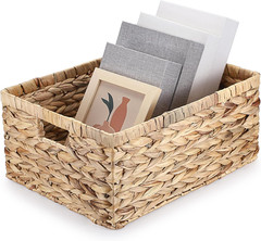Natural Water Hyacinth Storage Basket with Handles – Stylish Home Organizer