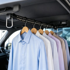Rubber Car Clothes Hanger Bar, Expandable Heavy Duty Car Clothes Rack- Adjustabl