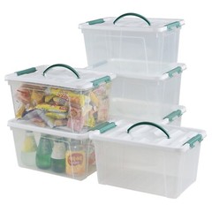 Cand 14 Quart Latching Storage Box, Stackable Bin w/ Latch Lid & Handle, 6 Packs