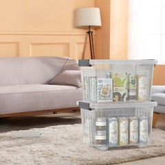 Idotry 30 Qt Stackable Latching Box w/ Lid & Wheels Plastic Containers, 4-Packs