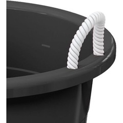 Black 17-Gallon Storage Tub – Flexible Plastic, Rope Handles, Utility Bucket