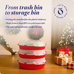 Homz 24″ Diameter Holiday Christmas Plastic Wreath Storage Box, Red (Open Box)