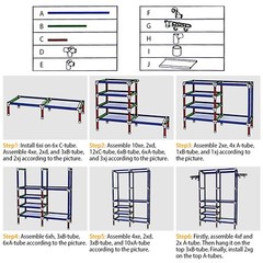 66 in Garment Rack Storage Closet Clothing on Wheels Hanging Clothes Heavy Duty