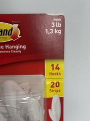 3M Command Brand Medium General Purpose Hooks, White, 14 Hooks & 20 strips, 3lbs