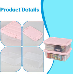 Frosted Clear 14 Quart Storage Bins with Pink Lids – 2 Pack