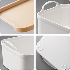 ANMINY All-in-One Lidded Plastic Storage Bins Set White Basket (8 Piece)
