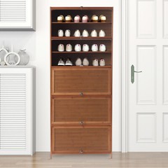 10-Tier Bamboo Shoe Rack Cabinet Organizer Wooden Shelf Stand Storage Book Shelf