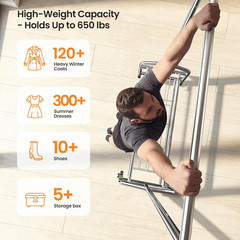 Heavy Duty Clothes Rack, Rolling Clothing Rack Load 650 LBS for Hanging Clothes