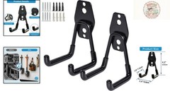Industrial Black U Hooks – 40 lbs Capacity Garage Tool Organizers (2-Pack)