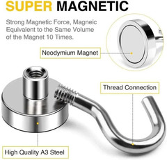 Magnetic Hooks 8 Lbs Heavy Duty Earth Magnets with Hooks for Cruise Cabin 8Pcs